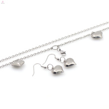 Nouveau design en acier inoxydable collier coeur boucle d&#39;oreille ensemble de bijoux